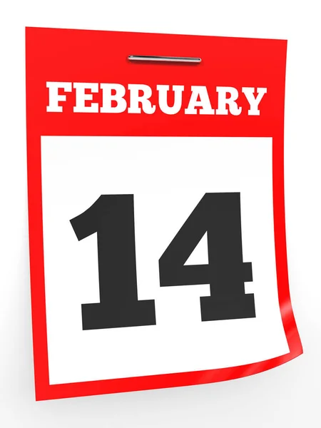 14. Februar Kalender auf weißem Hintergrund. — Stockfoto