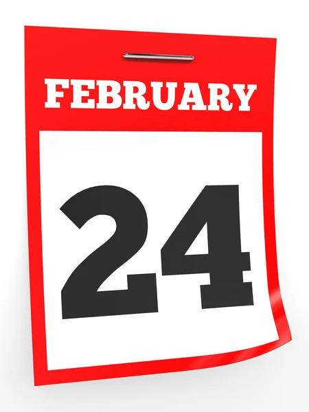 24 februari. Kalender op witte achtergrond. — Stockfoto