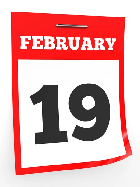 19. Februar Kalender auf weißem Hintergrund. — Stockfoto