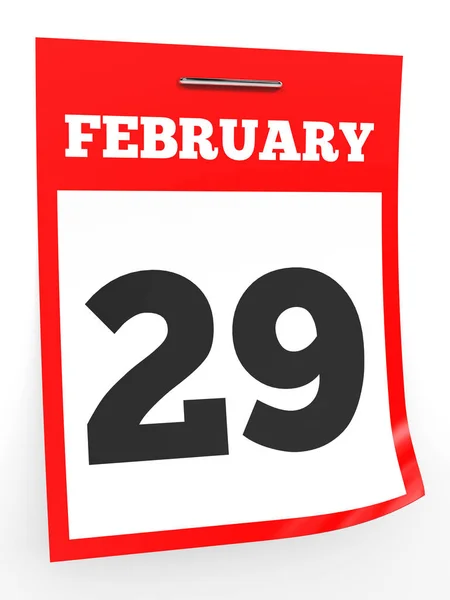 29 de Fevereiro. Calendário sobre fundo branco . — Fotografia de Stock