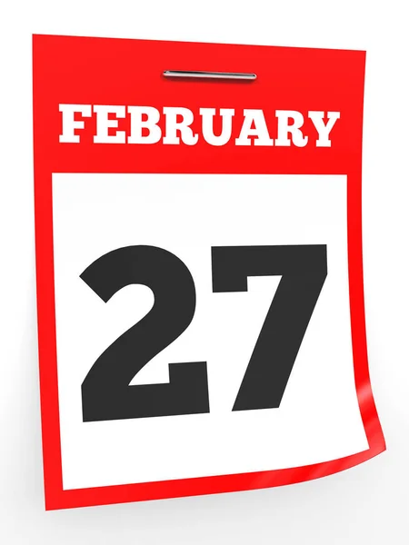 27 febbraio. Calendario su sfondo bianco . — Foto Stock
