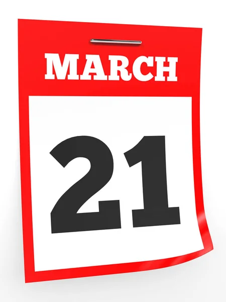 21 march calendar sheet with red pin. — Stock Photo © iCreative3D #89668048