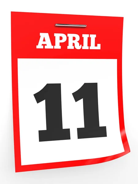 11 aprile. Calendario su sfondo bianco . — Foto Stock