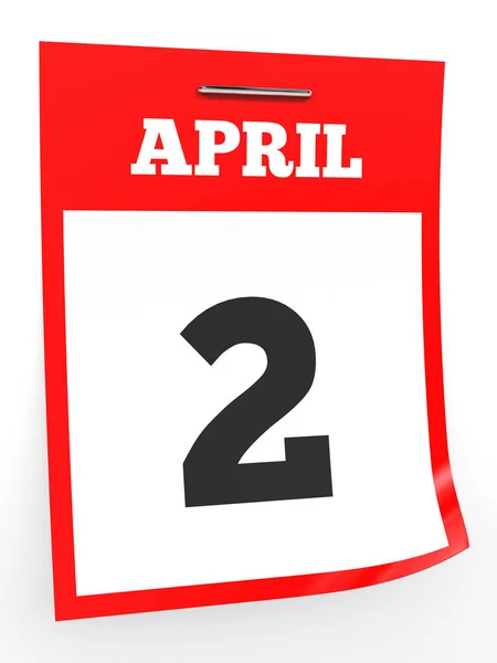 2 апреля. календарь на белом фоне . — стоковое фото
