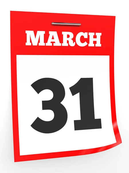 March 31. Calendar on white background. — Stock Photo, Image