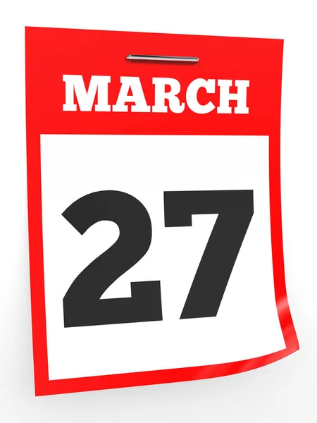 27 maart. Kalender op witte achtergrond. — Stockfoto