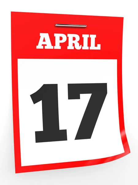 17 Απριλίου. Ημερολόγιο σε λευκό φόντο. — Φωτογραφία Αρχείου