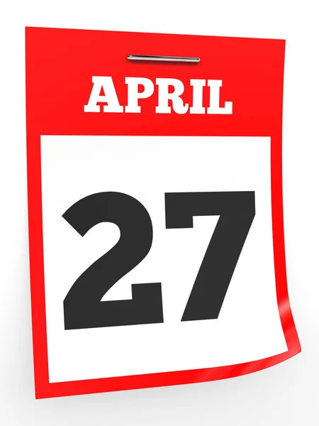 27 aprile. Calendario su sfondo bianco . — Foto Stock