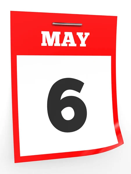 6 de mayo. Calendario sobre fondo blanco . — Foto de Stock