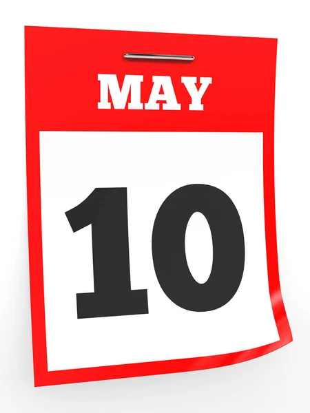 10 мая. календарь на белом фоне . — стоковое фото