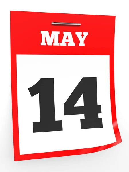 14 maggio. Calendario su sfondo bianco . — Foto Stock