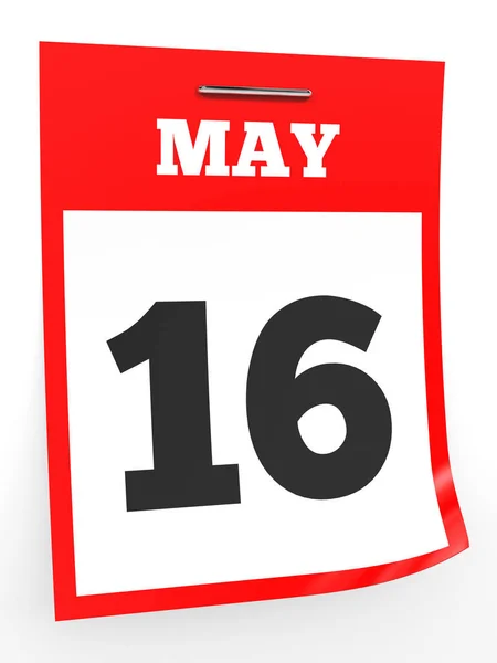 16 Μαΐου. Ημερολόγιο σε λευκό φόντο. — Φωτογραφία Αρχείου