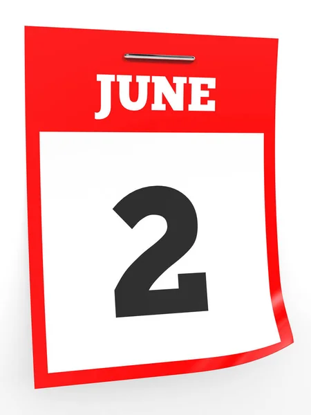 2 de junio. Calendario sobre fondo blanco . — Foto de Stock