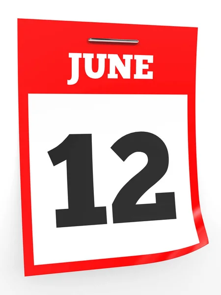 12 червня. Календар на білому тлі . — стокове фото