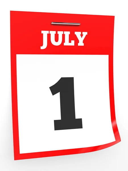 1 luglio. Calendario su sfondo bianco . — Foto Stock