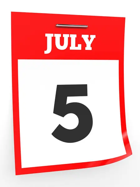 5 de Julho. Calendário sobre fundo branco . — Fotografia de Stock