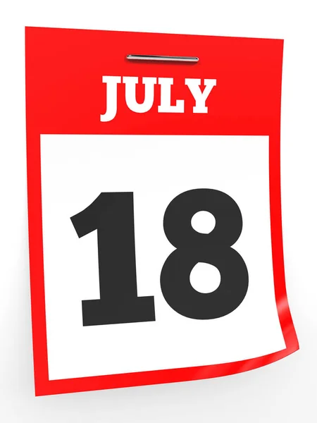 July 18. Calendar on white background. — Stock Photo, Image