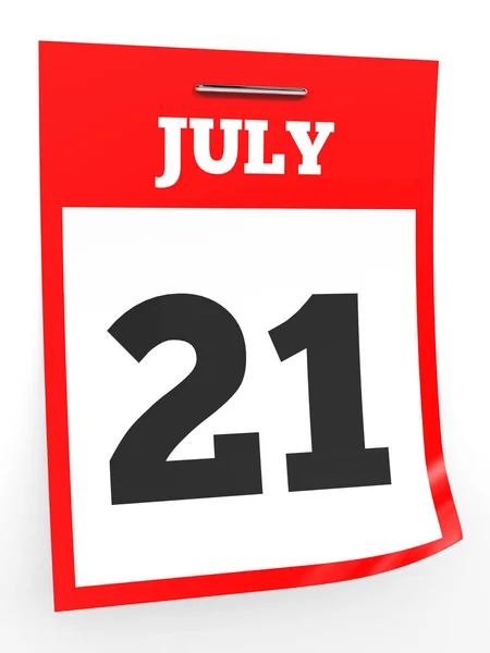 21 de julio. Calendario sobre fondo blanco . —  Fotos de Stock