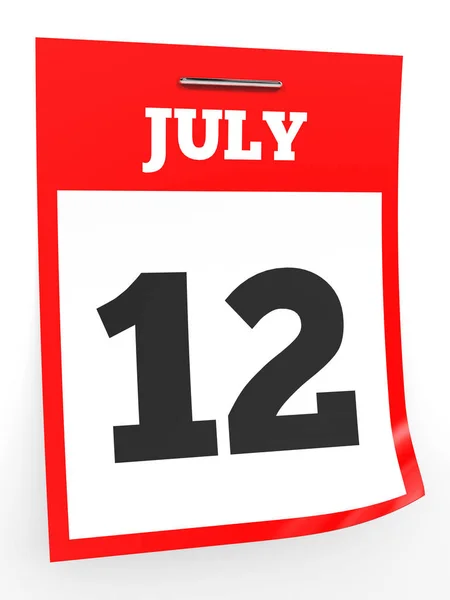 12 июля. календарь на белом фоне . — стоковое фото