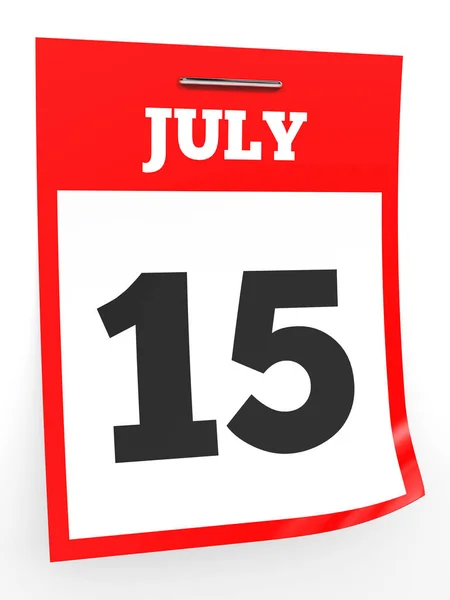 15 luglio. Calendario su sfondo bianco . — Foto Stock