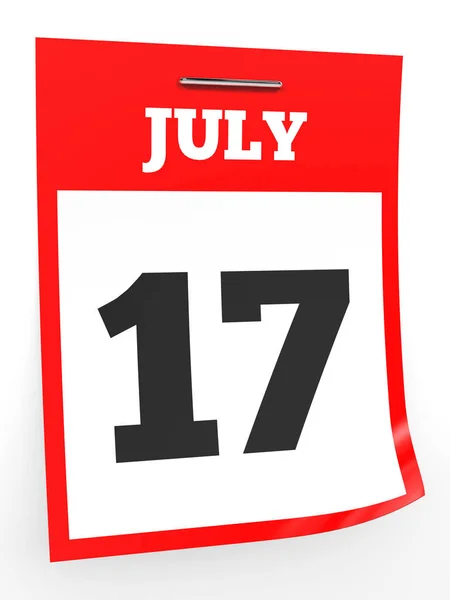 17 de julio. Calendario sobre fondo blanco . —  Fotos de Stock