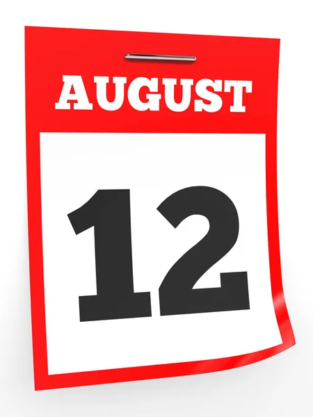 12 agosto. Calendario su sfondo bianco . — Foto Stock