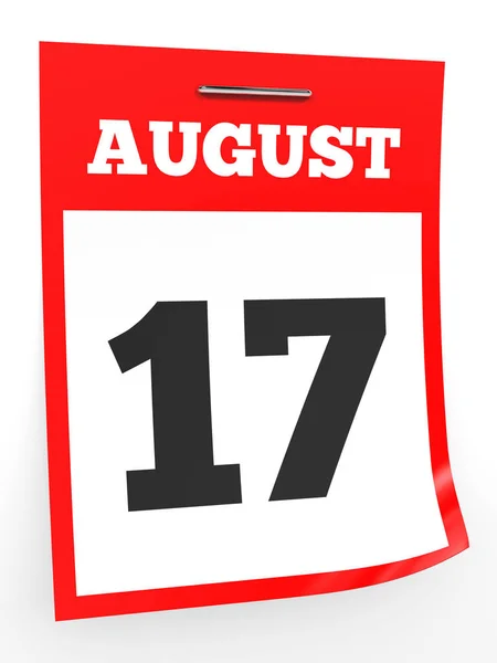 17 agosto. Calendario su sfondo bianco . — Foto Stock