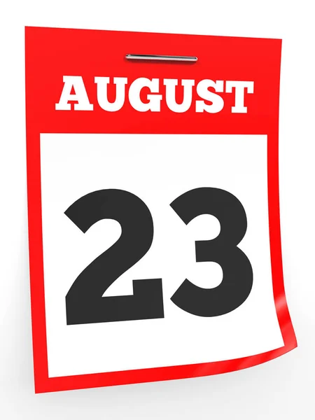 23 augustus. Kalender op witte achtergrond. — Stockfoto