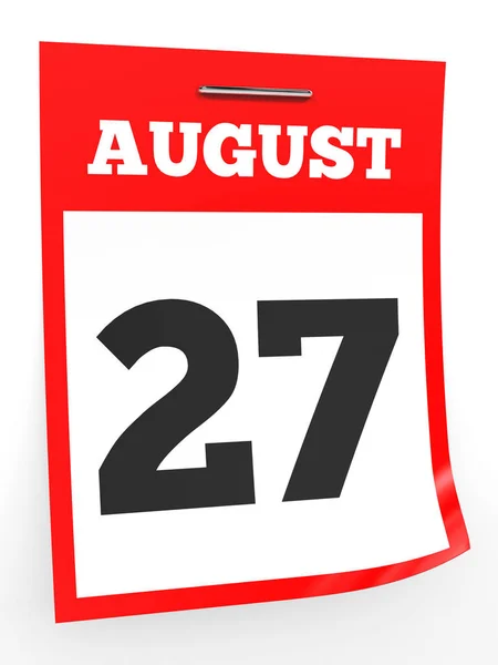 27 de Agosto. Calendário sobre fundo branco . — Fotografia de Stock