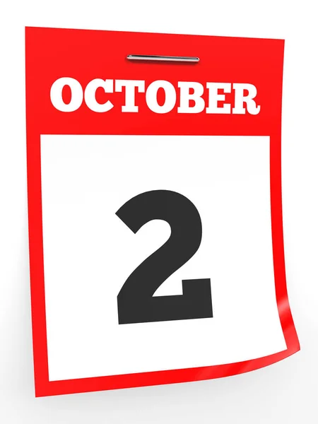 2 октября. календарь на белом фоне . — стоковое фото