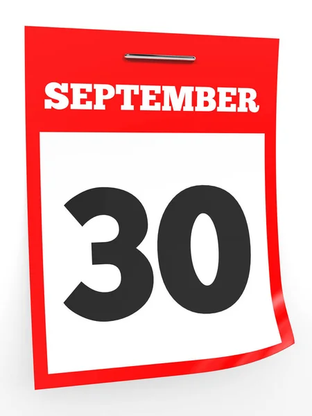 30 вересня. Календар на білому тлі . — стокове фото