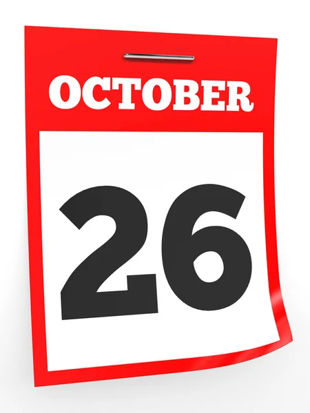 26 ottobre. Calendario su sfondo bianco . — Foto Stock