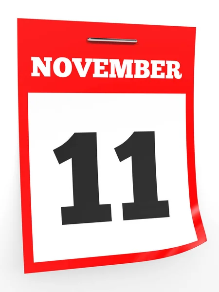 11 de noviembre. Calendario sobre fondo blanco . — Foto de Stock