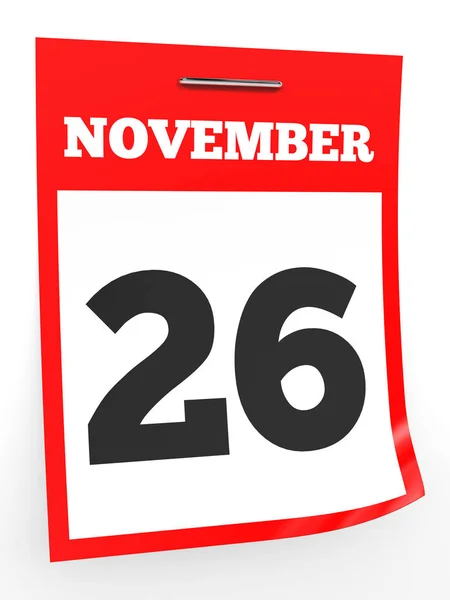 26 november calendar sheet with red pin. — Stock Photo © iCreative3D  #89666734