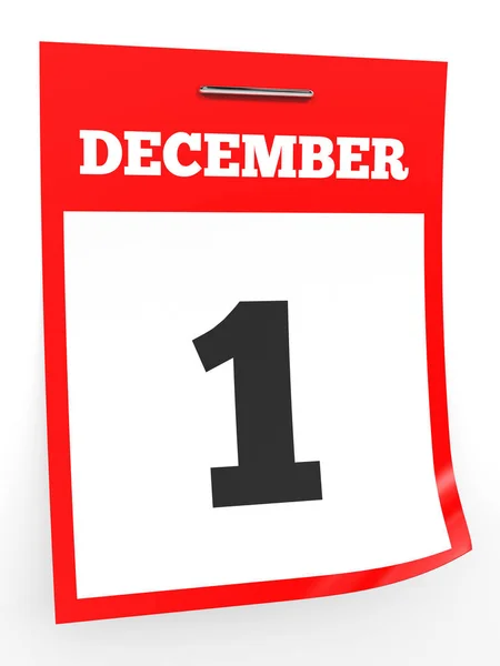 1 de Dezembro. Calendário sobre fundo branco . — Fotografia de Stock