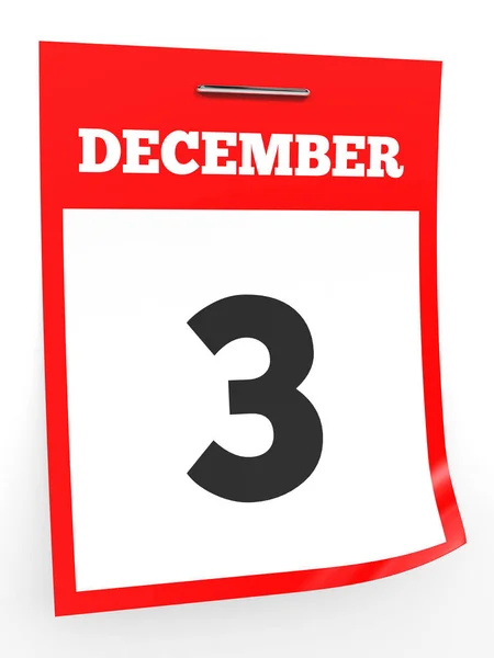 December 3. Calendar on white background. — Stock Photo, Image