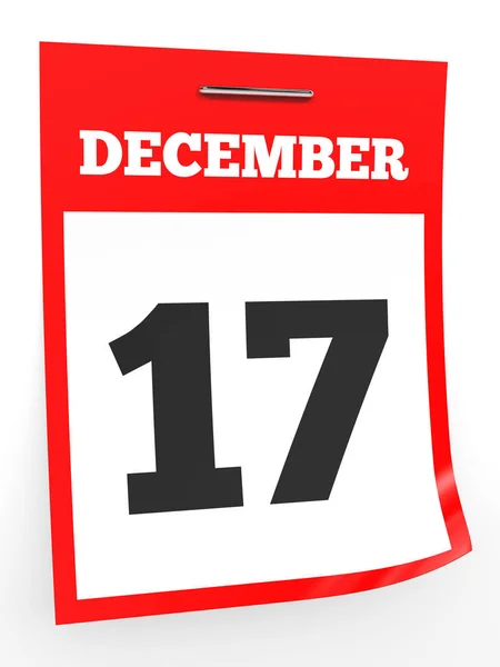 17 dicembre. Calendario su sfondo bianco . — Foto Stock