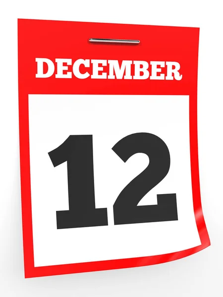 12 dicembre. Calendario su sfondo bianco . — Foto Stock