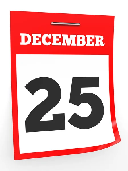 25. prosince. Kalendář na bílém pozadí. — Stock fotografie