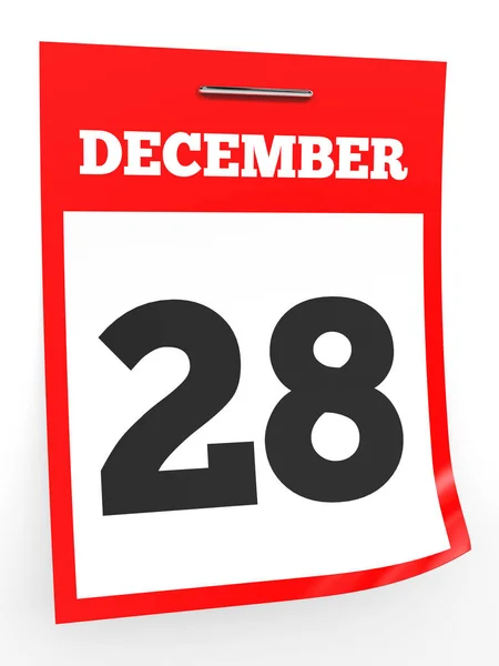 28 de diciembre. Calendario sobre fondo blanco . —  Fotos de Stock