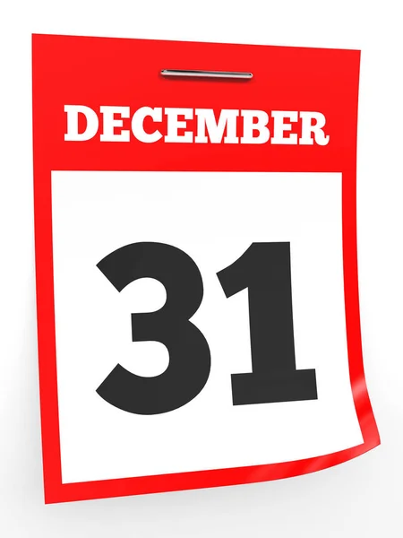 31 de diciembre. Calendario sobre fondo blanco . — Foto de Stock