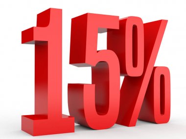 Fifteen percent off. Discount 15 %.
