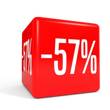 Elli yedi yüzde. %57 indirim. Kırmızı küp.