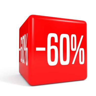 Altmış yüzde. % 60 indirim. Kırmızı küp.