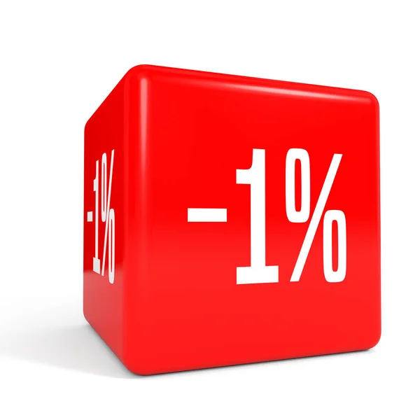 떨어져 1 %입니다. 1%를 할인. 빨간색 큐브. — 스톡 사진