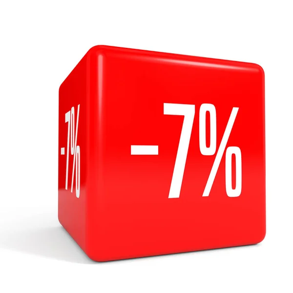 7% オフ。7% を割引します。赤キューブ. — ストック写真