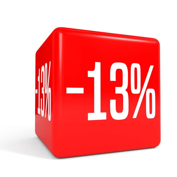13 %에서. 13% 할인. 빨간색 큐브. — 스톡 사진