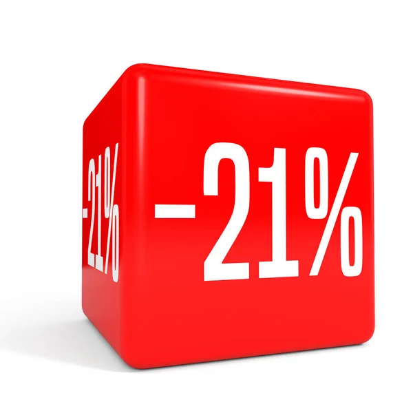 21 Prozent Rabatt. Rabatt 21%. roter Würfel. — Stockfoto