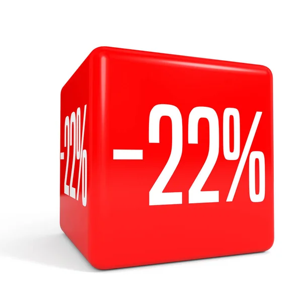 Ventidue percento di sconto. Sconto 22%. Cubo rosso . — Foto Stock