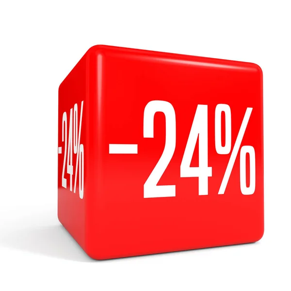 Il 24 percento in meno. Sconto 24%. Cubo rosso . — Foto Stock